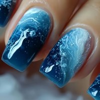 NA086 - Ocean Blue Gradient Nails